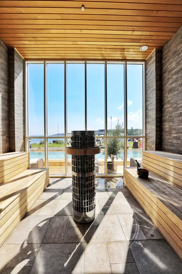 Saunaworld, Hotell Havsbaden Grisslehamn: The sauna with a sea view at Hotell Havsbaden
